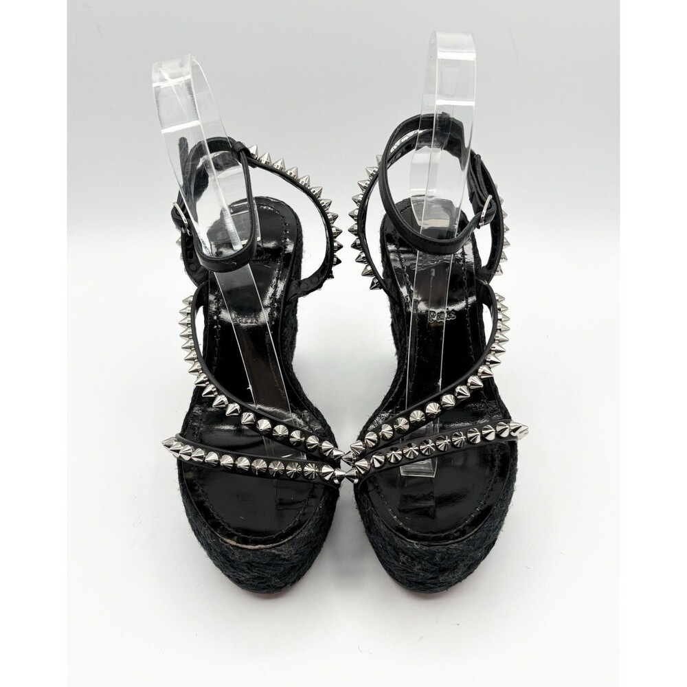 Christian Louboutin Mafaldina 120 Black Patent Wedge Sandals Spikes Size EU 35 - Picture 3 of 10